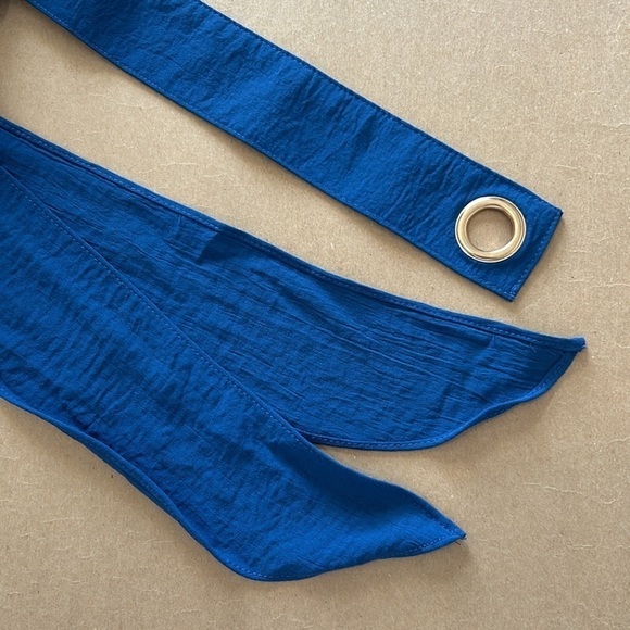 NWOT Love Blossom 3X shirt dress with tie sash and sleeve tabs in royal blue - Picture 12 of 13